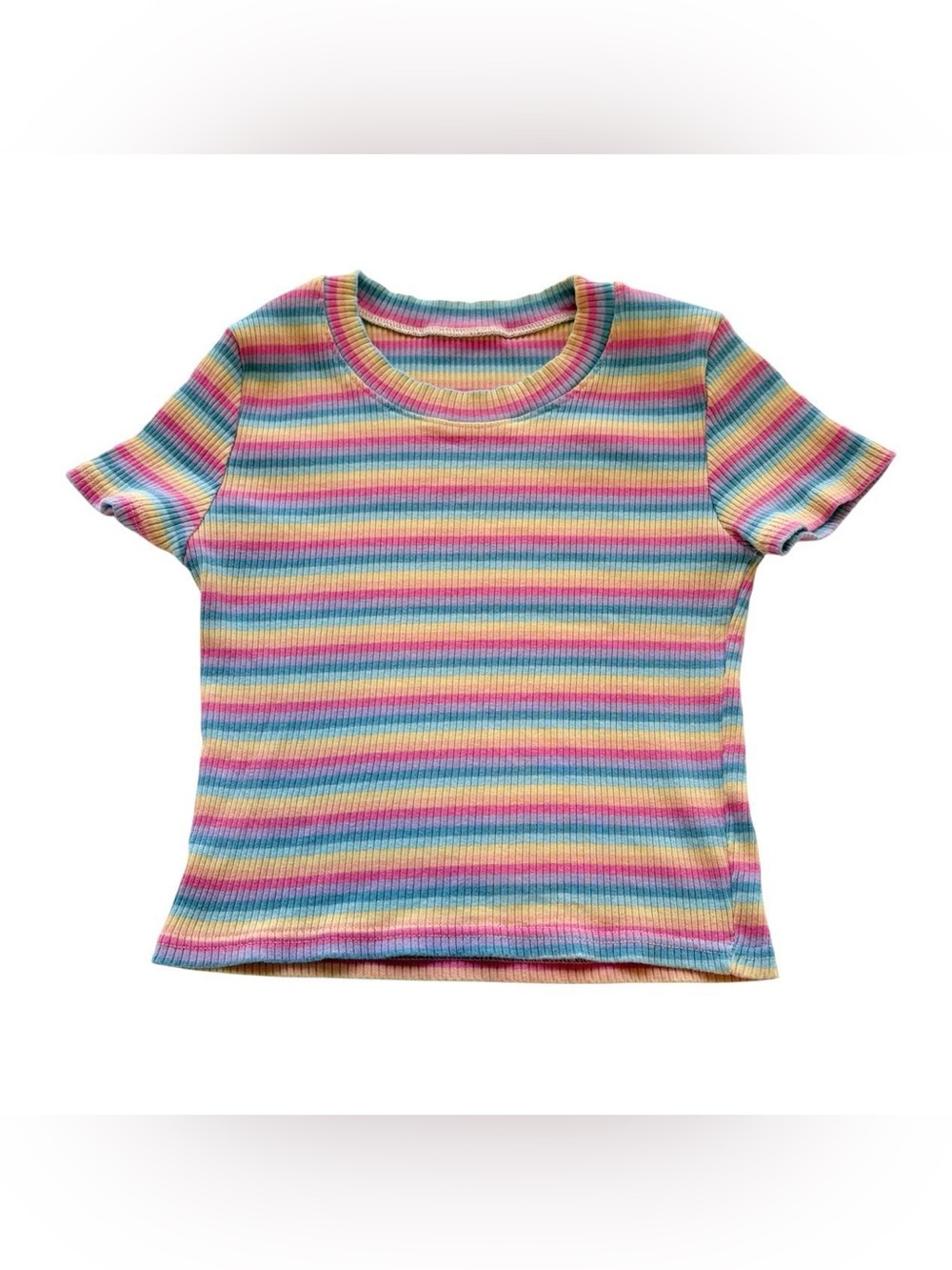 Pastel Rainbow Stripe Crop Top